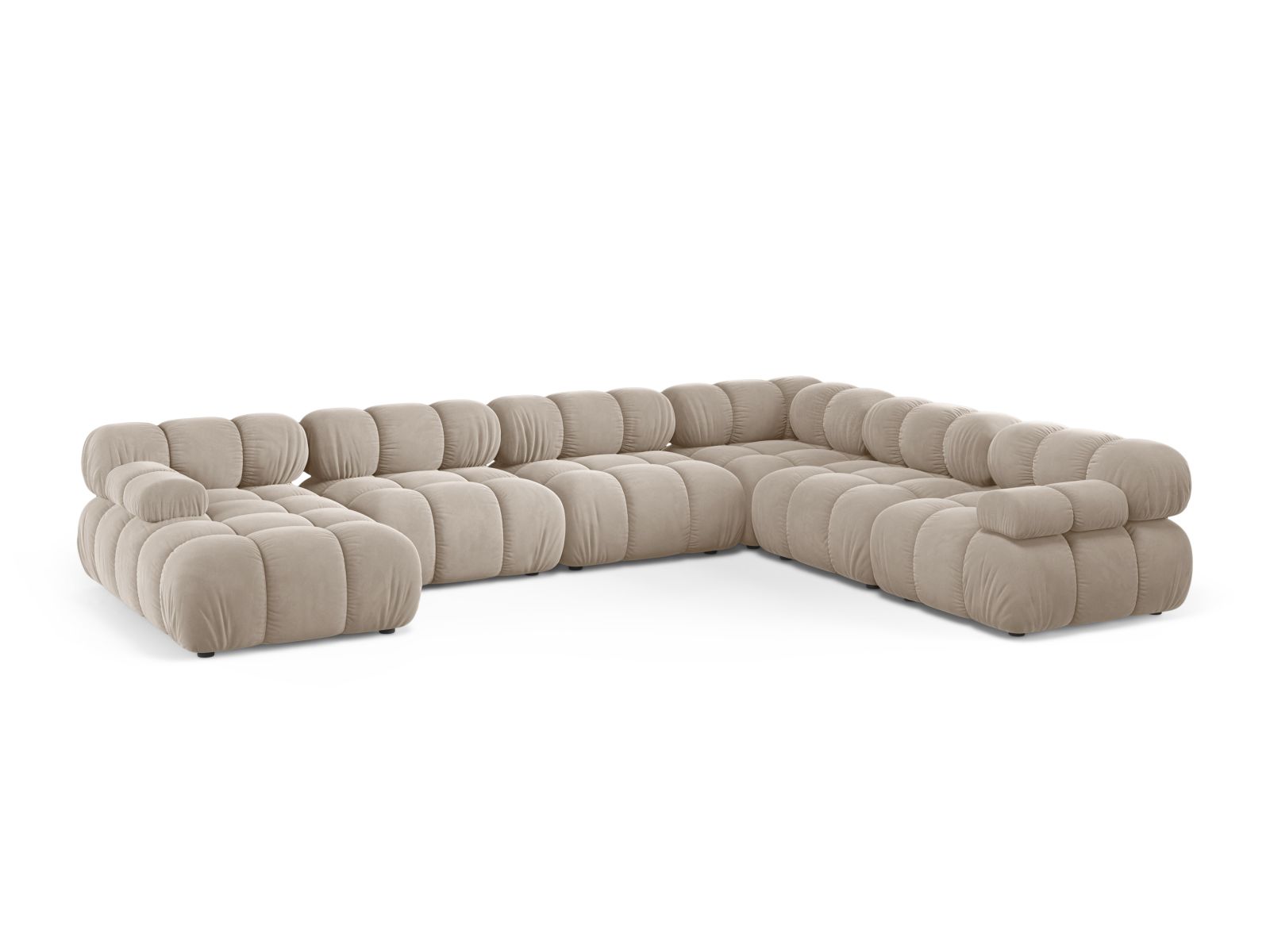Velvet Modular Panoramic Right Corner Sofa, "Bellis", 8 Seats, 376x282x70