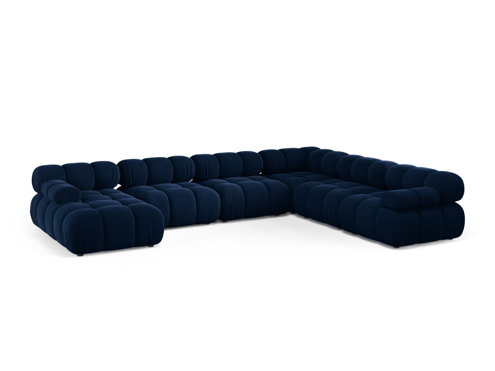 Velvet Modular Panoramic Right Corner Sofa, "Bellis", 8 Seats, 376x282x70