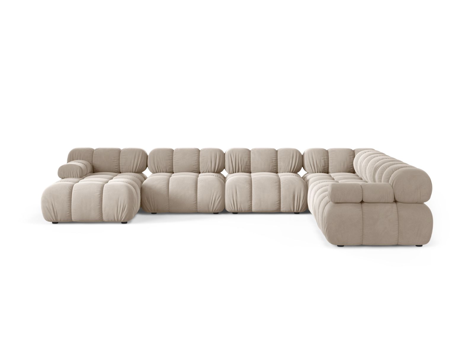 Velvet Modular Panoramic Right Corner Sofa, "Bellis", 8 Seats, 376x282x70