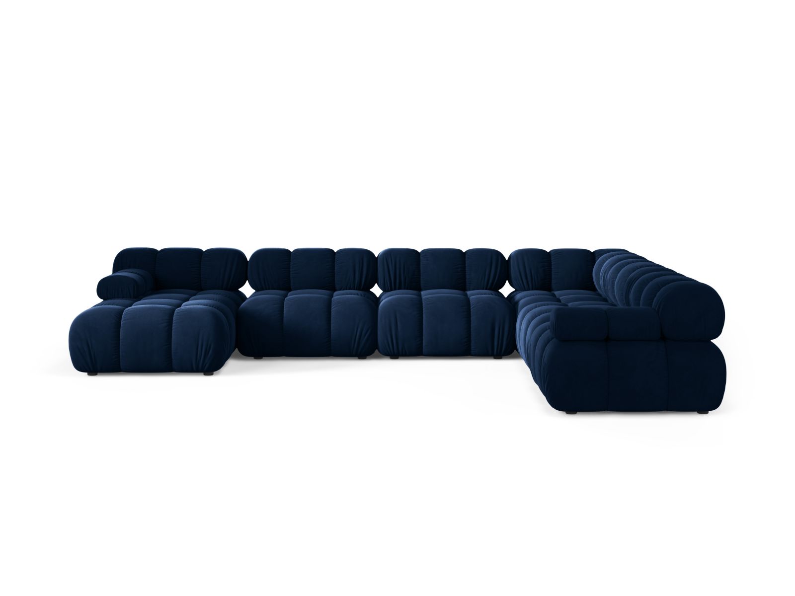 Velvet Modular Panoramic Right Corner Sofa, "Bellis", 8 Seats, 376x282x70