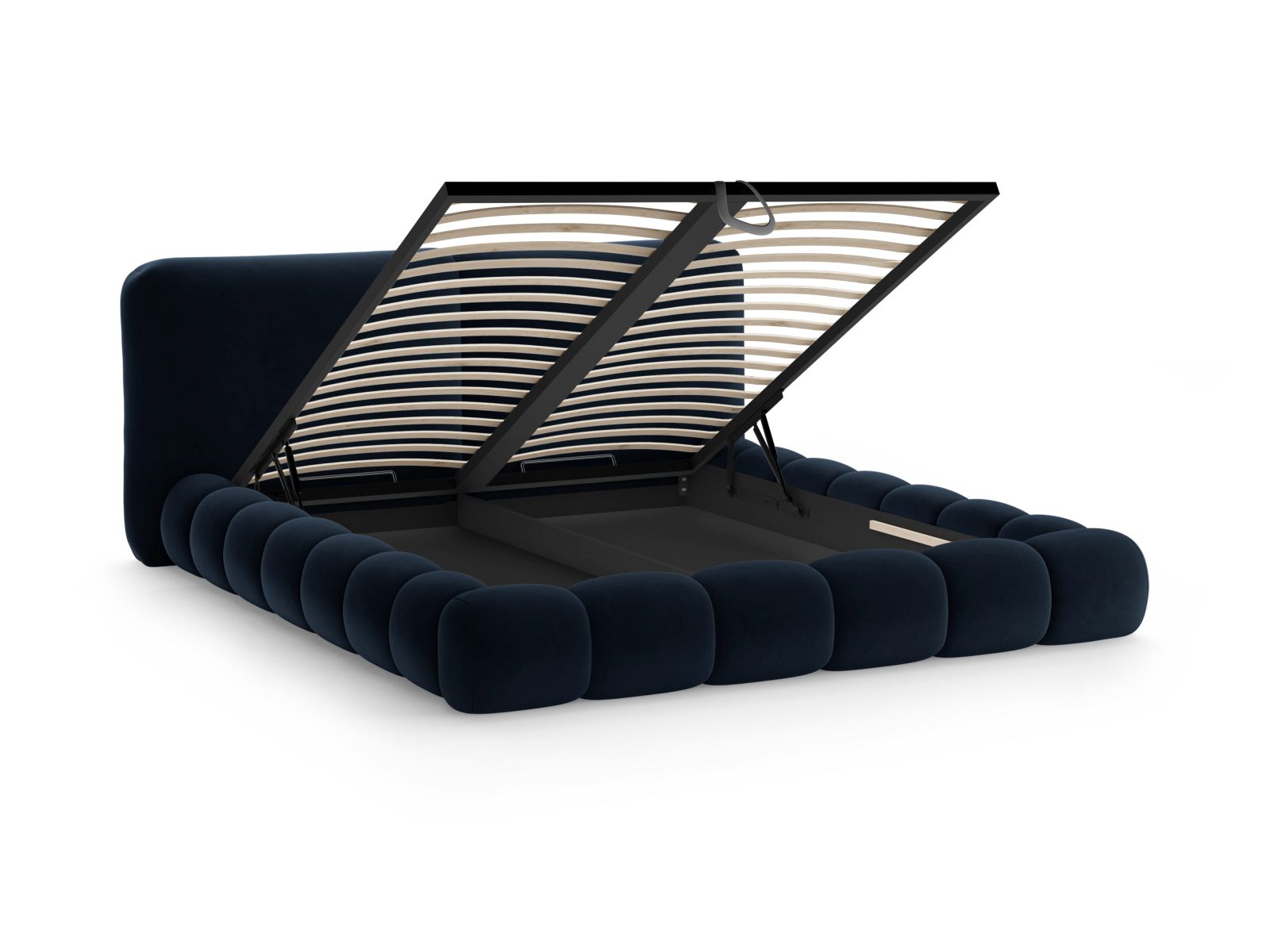 Velvet Storage Bed With Headboard, "Solange", 202x236x90
