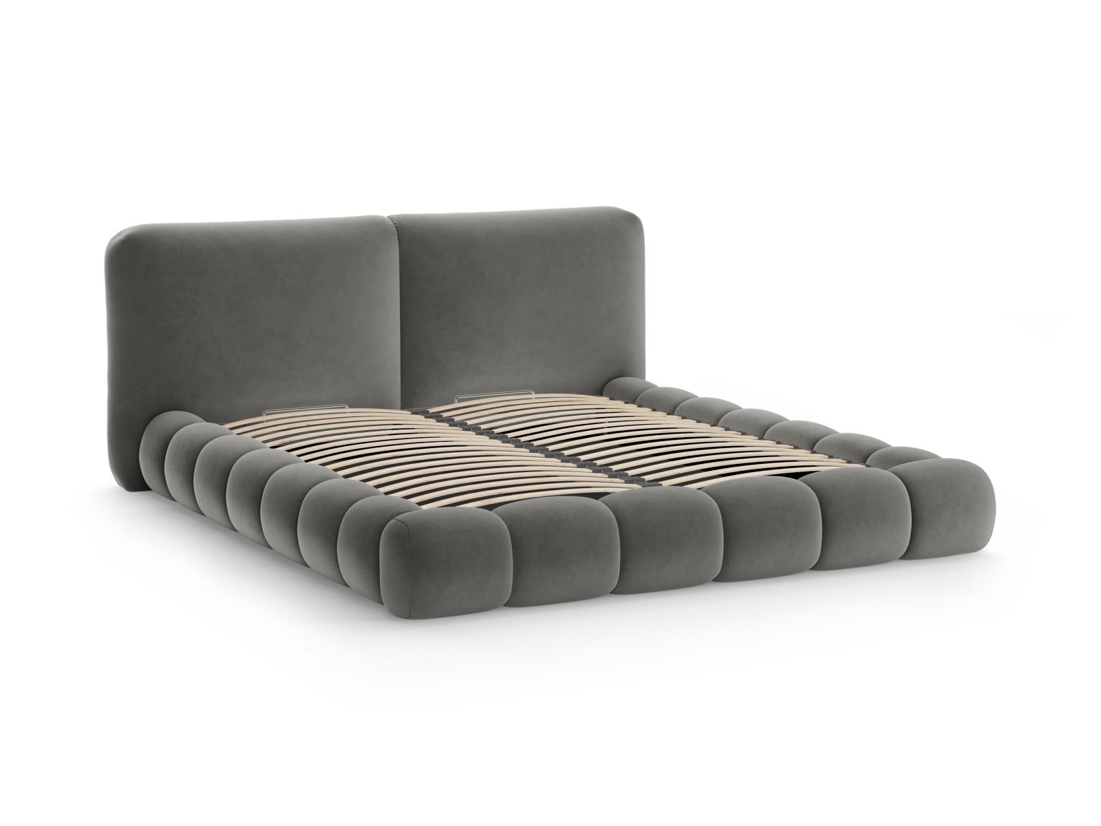 Velvet Storage Bed With Headboard, "Solange", 222x236x90