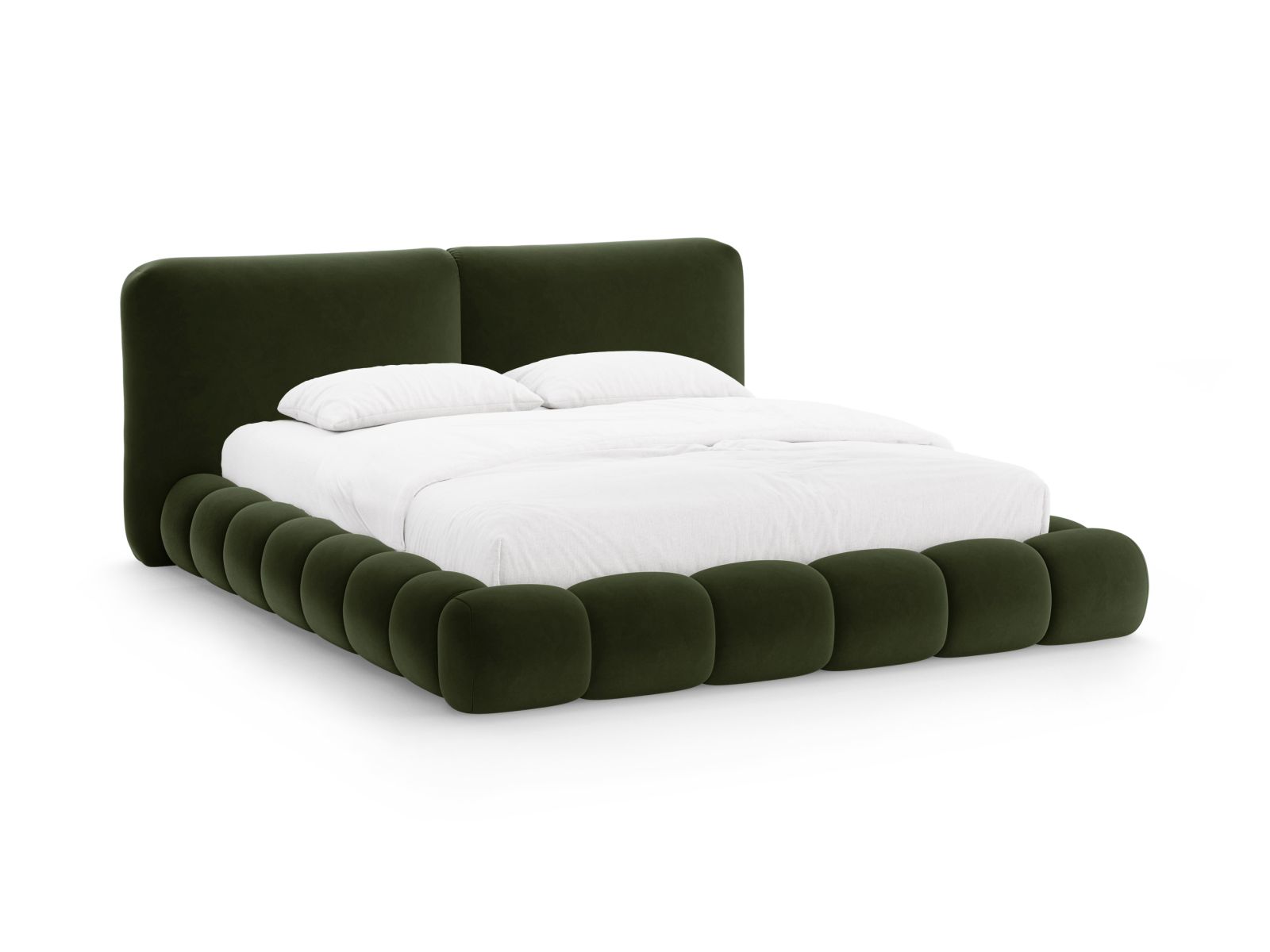Velvet Storage Bed With Headboard, "Solange", 222x236x90