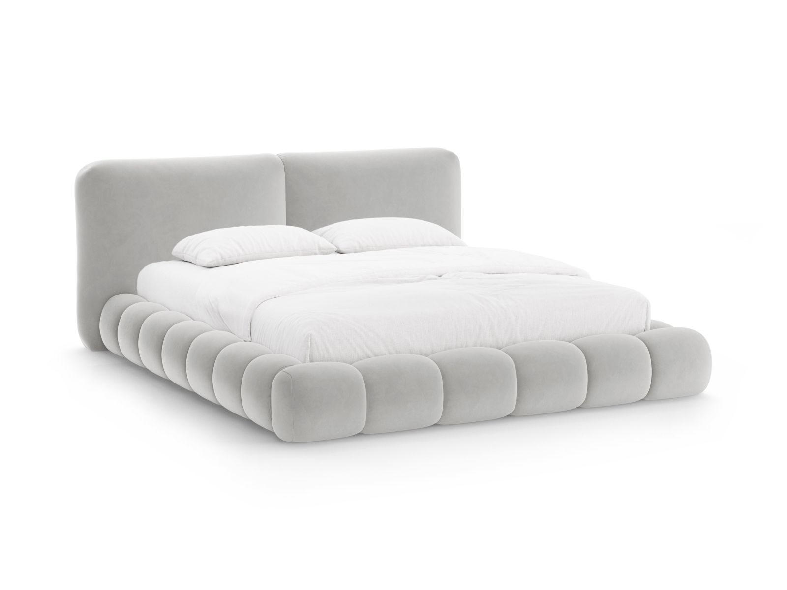 Velvet Storage Bed With Headboard, "Solange", 242x236x90