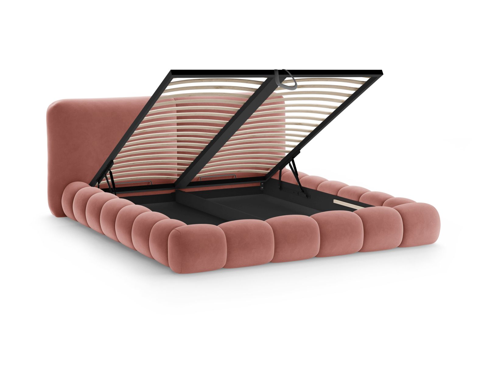 Velvet Storage Bed With Headboard, "Solange", 242x236x90