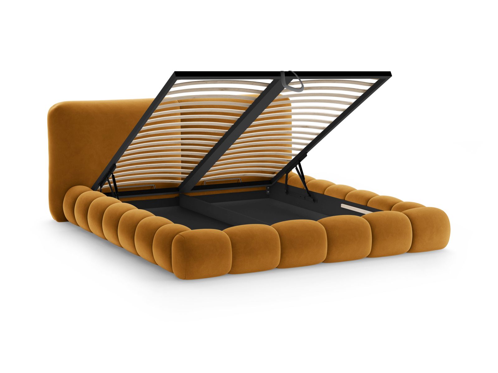 Velvet Storage Bed With Headboard, "Solange", 242x236x90