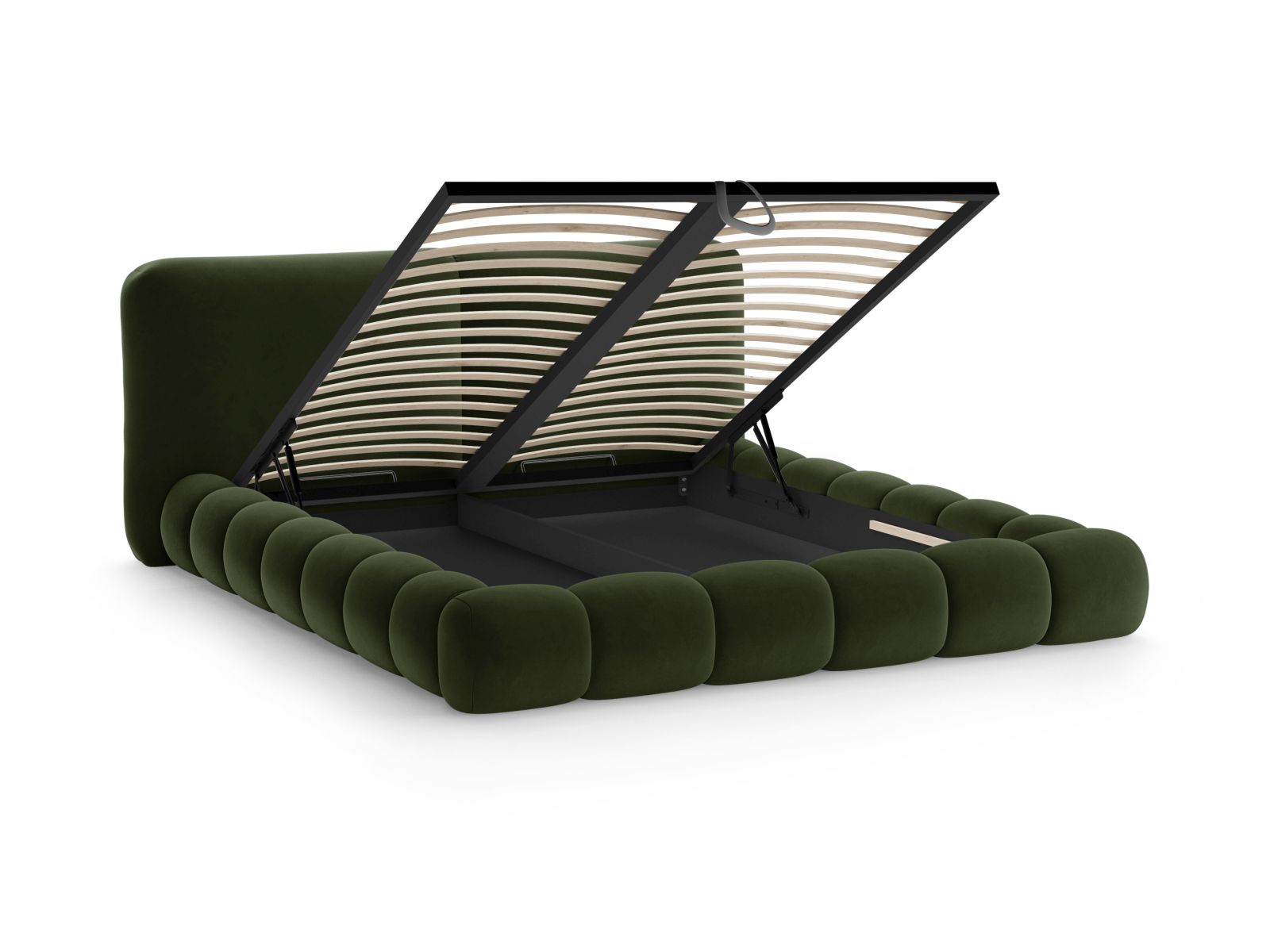 Velvet Storage Bed With Headboard, "Solange", 242x236x90