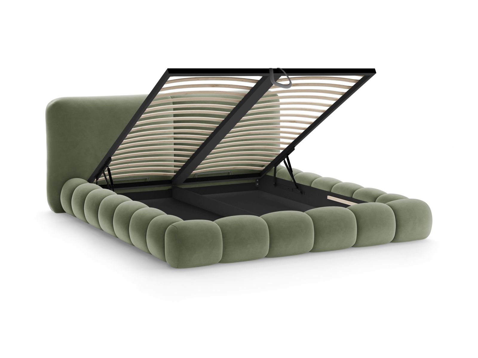 Velvet Storage Bed With Headboard, "Solange", 242x236x90