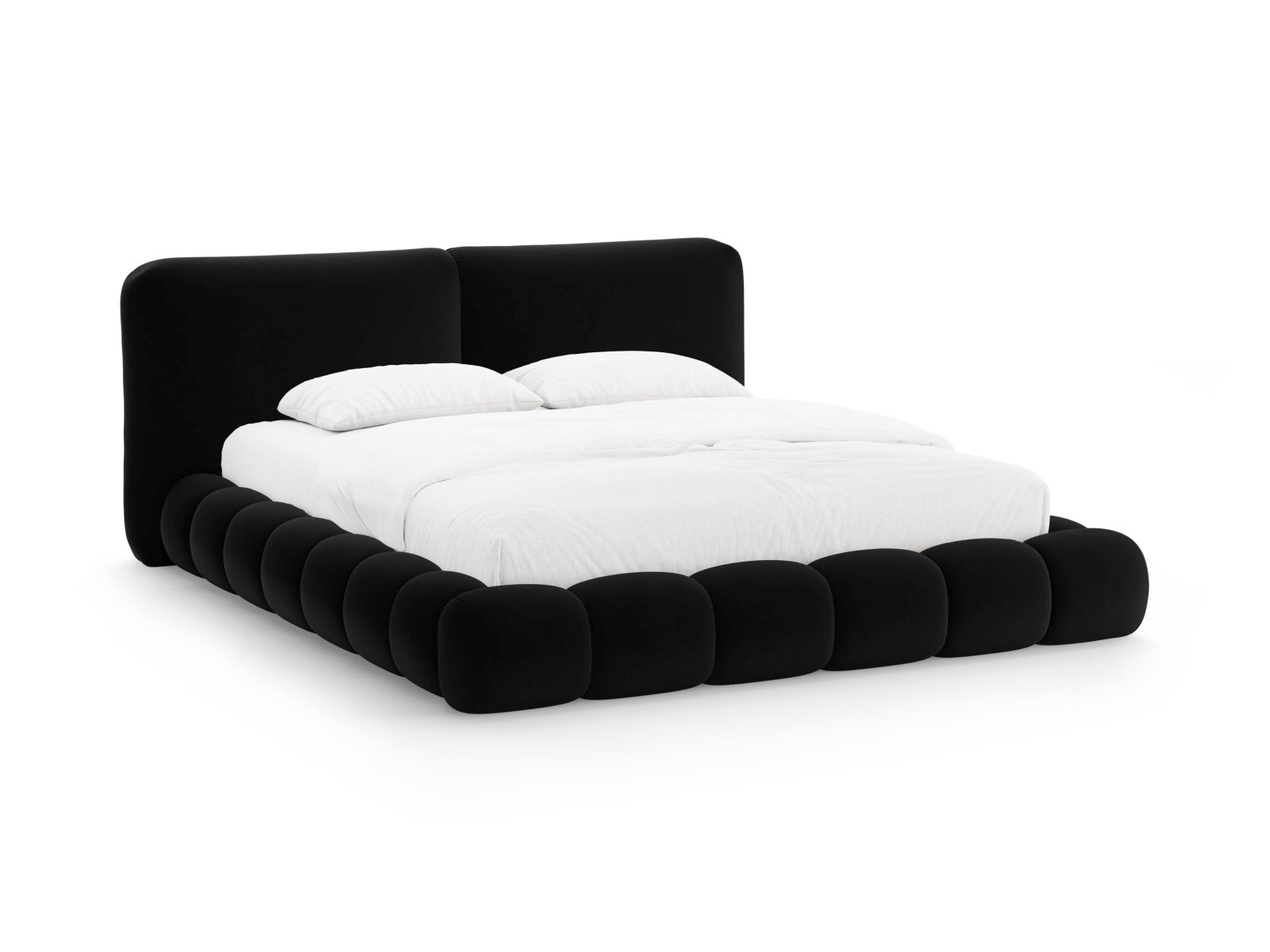 Velvet Storage Bed With Headboard, "Solange", 242x236x90