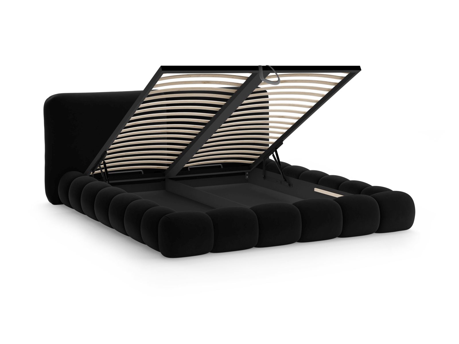 Velvet Storage Bed With Headboard, "Solange", 242x236x90