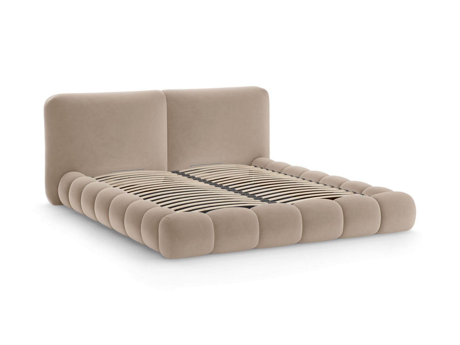 Velvet Storage Bed With Headboard, "Solange", 242x236x90