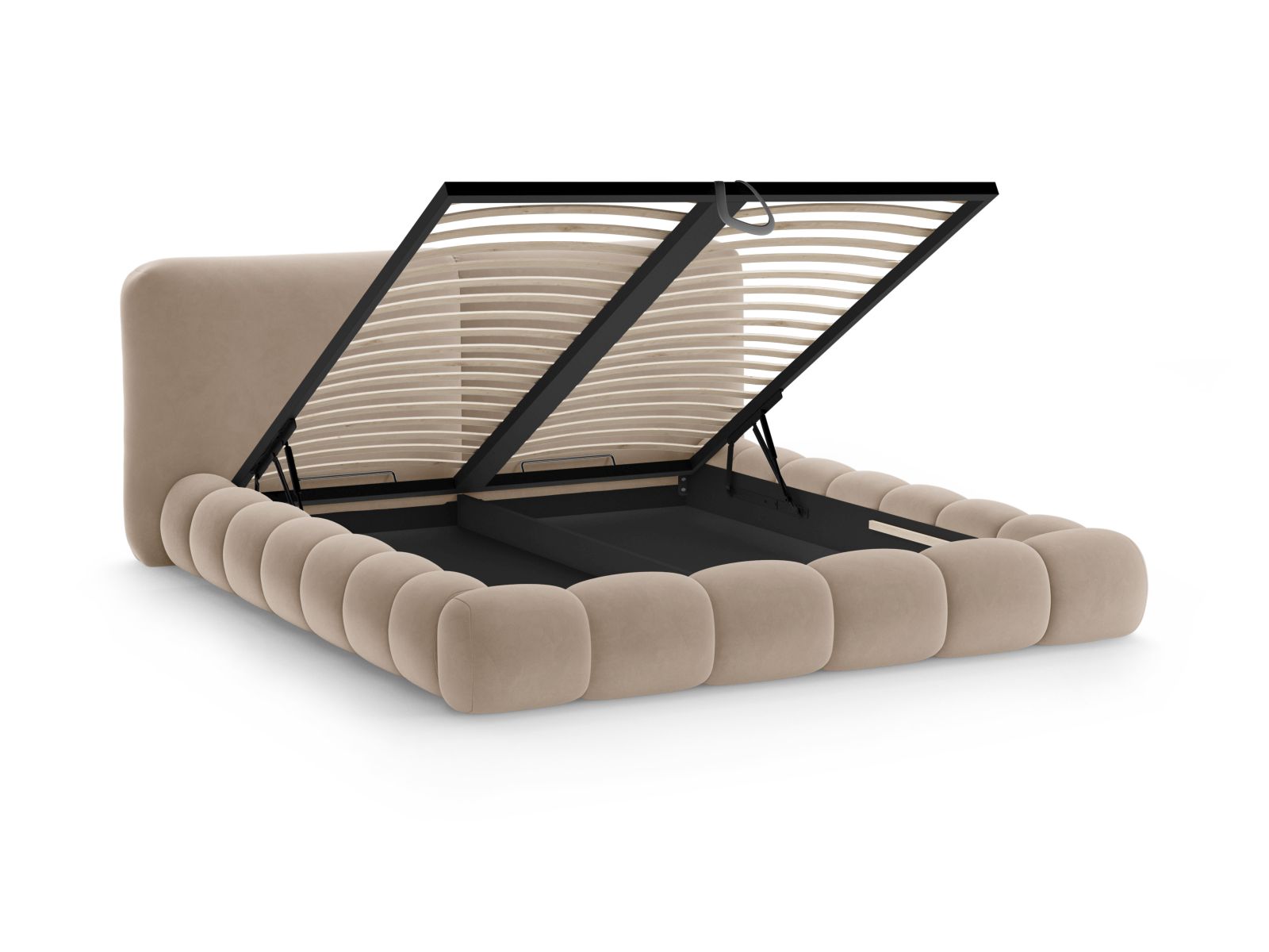 Velvet Storage Bed With Headboard, "Solange", 242x236x90