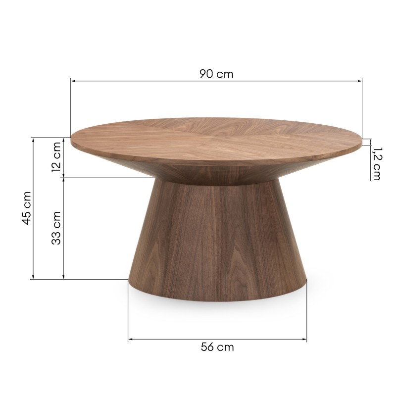 Okrągły stolik kawowy Lina 90 cm, orzech
