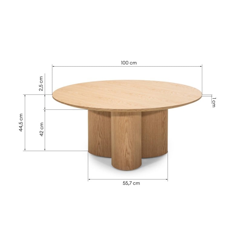 Okrągły stolik kawowy Torino 100 cm, dąb naturalny