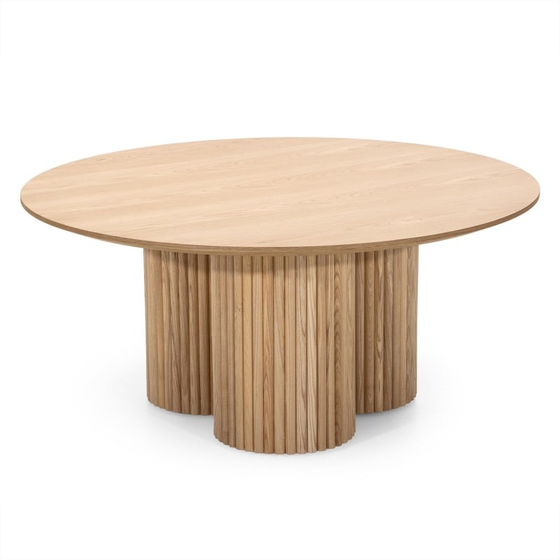 Okrągły stolik kawowy Vesby 100 cm, dąb naturalny, jesion, lamele