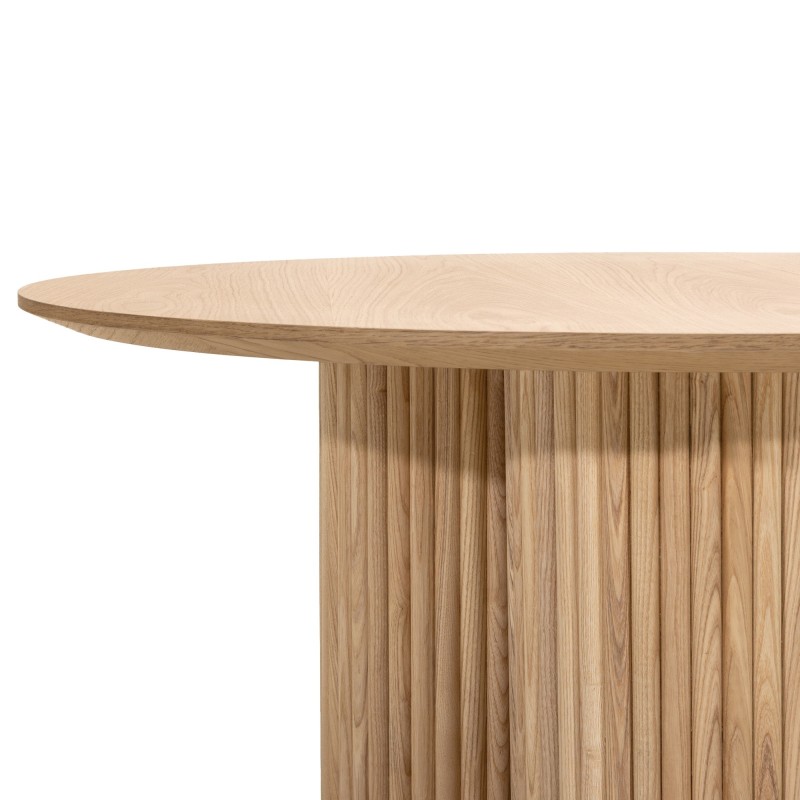 Okrągły stolik kawowy Vesby 100 cm, dąb naturalny, jesion, lamele