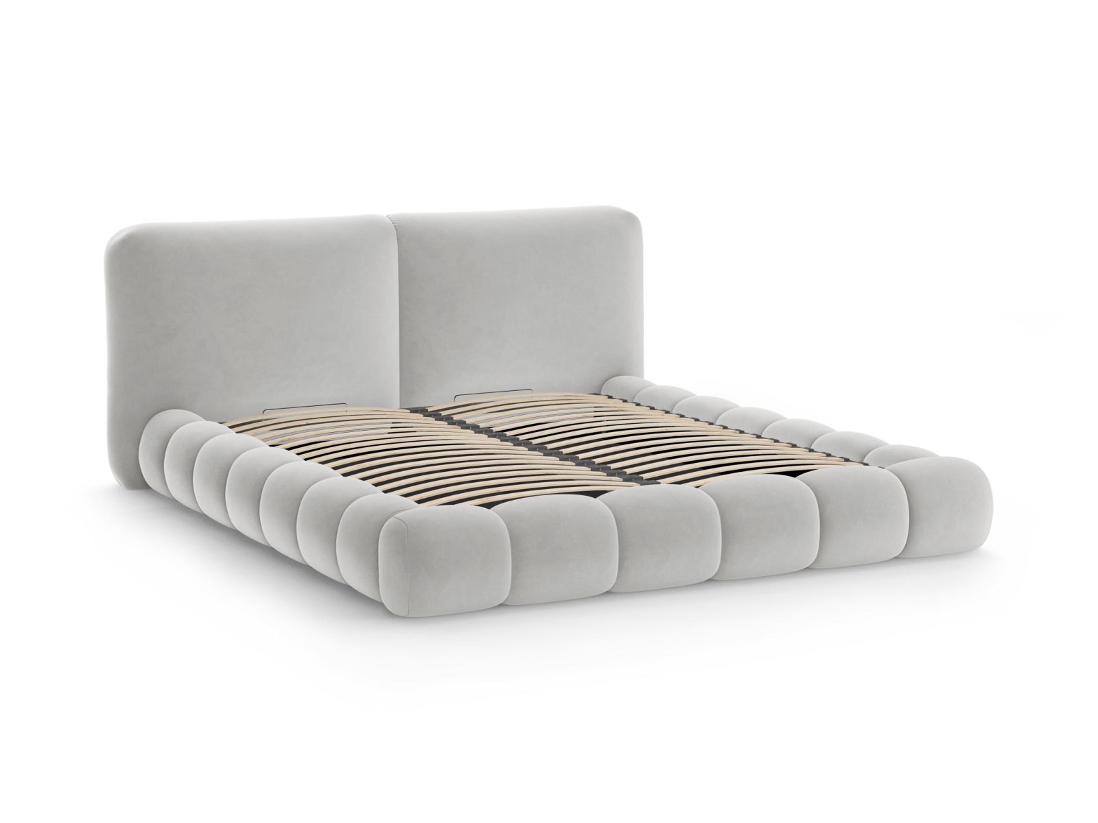 Velvet Storage Bed With Headboard, "Solange", 182x236x90