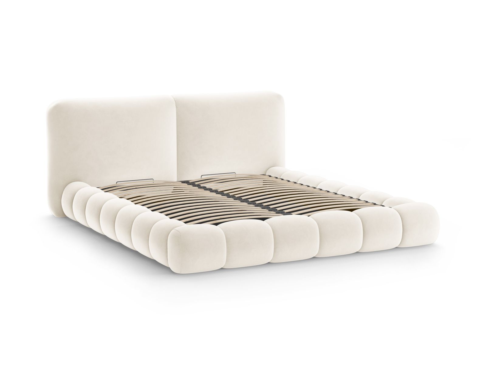 Velvet Storage Bed With Headboard, "Solange", 182x236x90