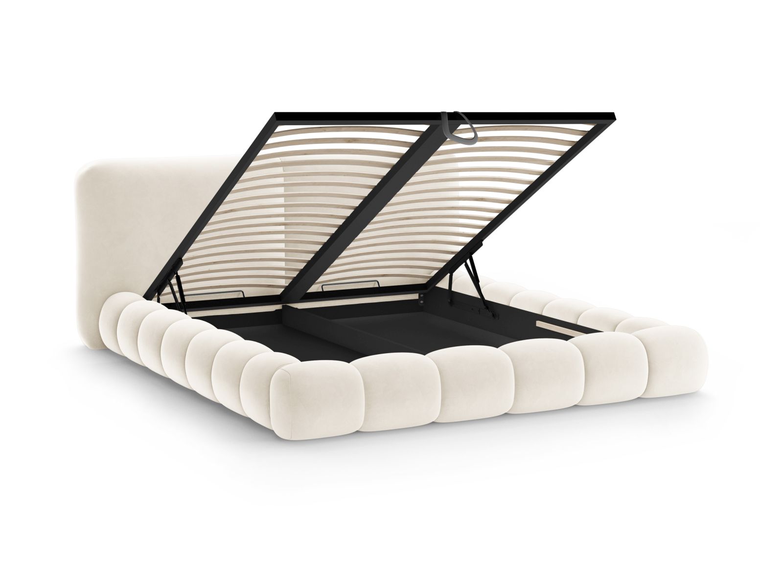 Velvet Storage Bed With Headboard, "Solange", 182x236x90
