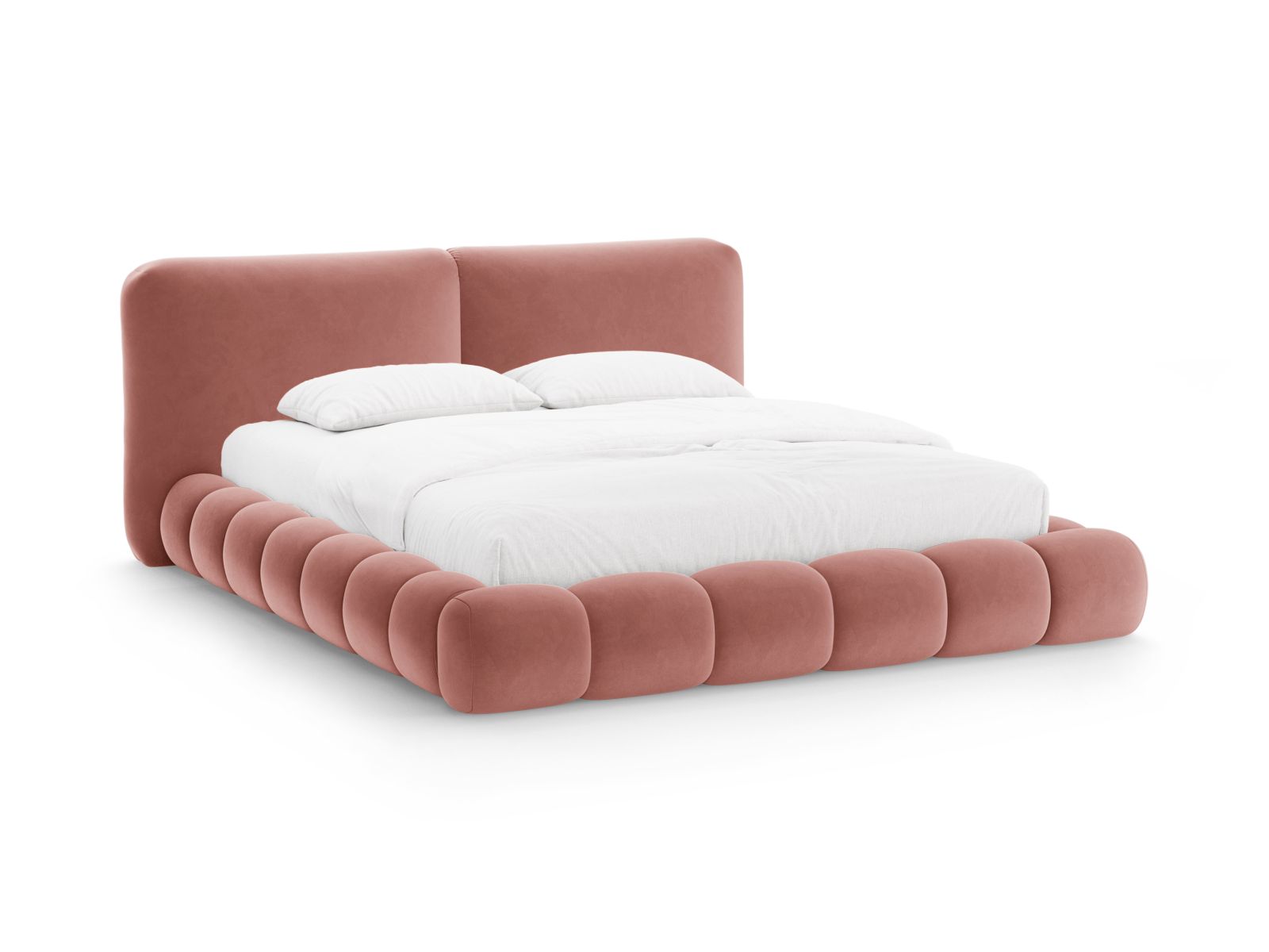 Velvet Storage Bed With Headboard, "Solange", 182x236x90