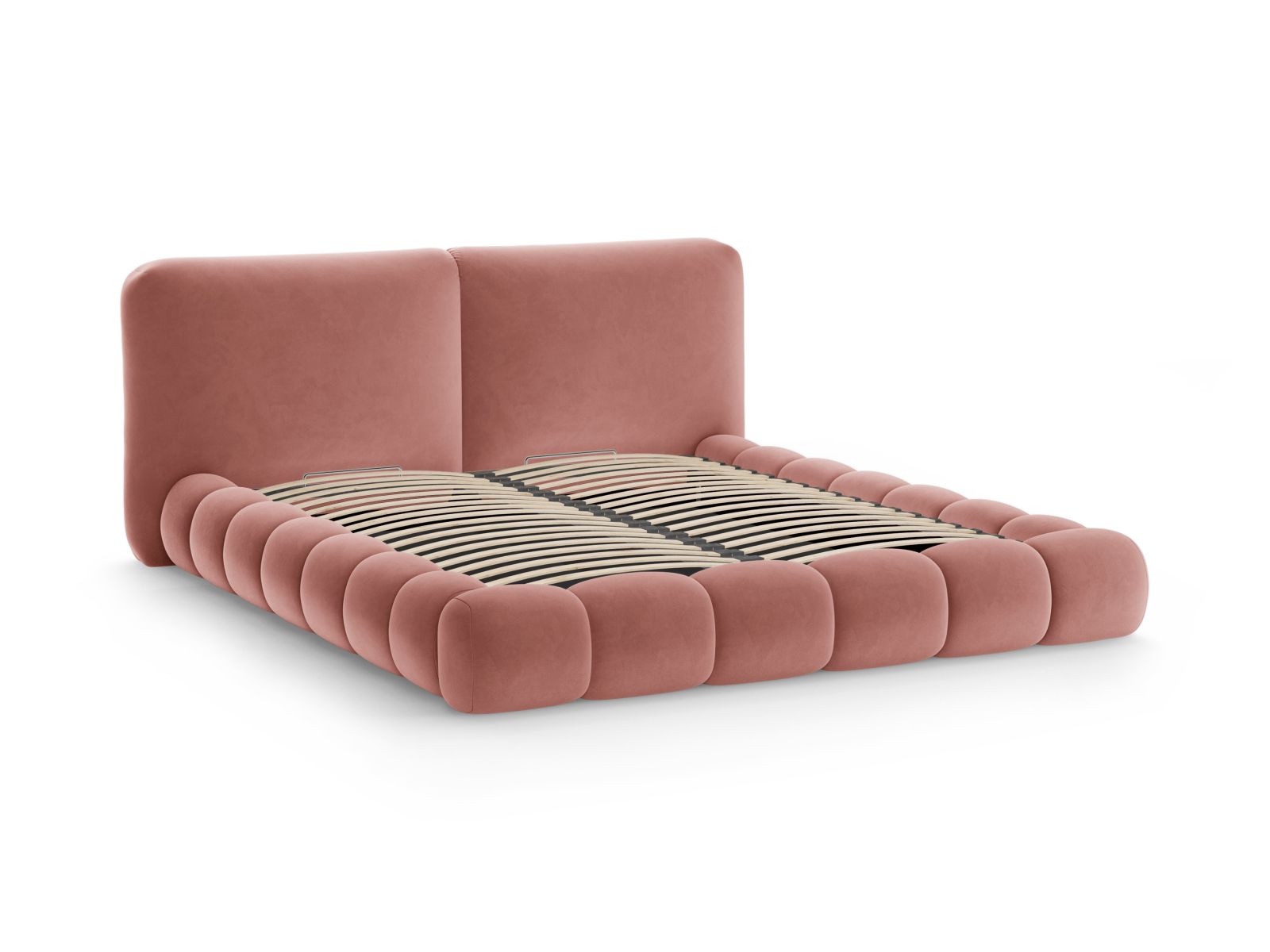 Velvet Storage Bed With Headboard, "Solange", 182x236x90