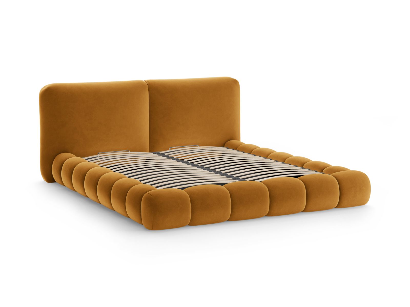 Velvet Storage Bed With Headboard, "Solange", 182x236x90
