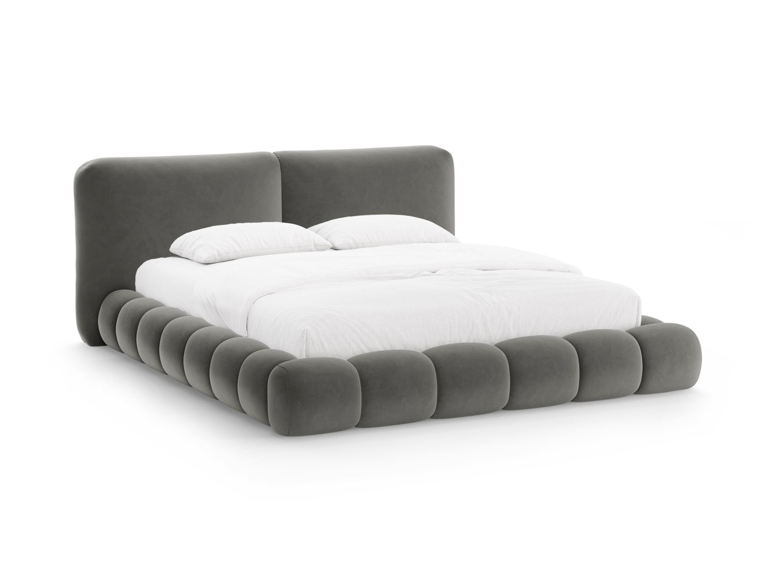 Velvet Storage Bed With Headboard, "Solange", 182x236x90