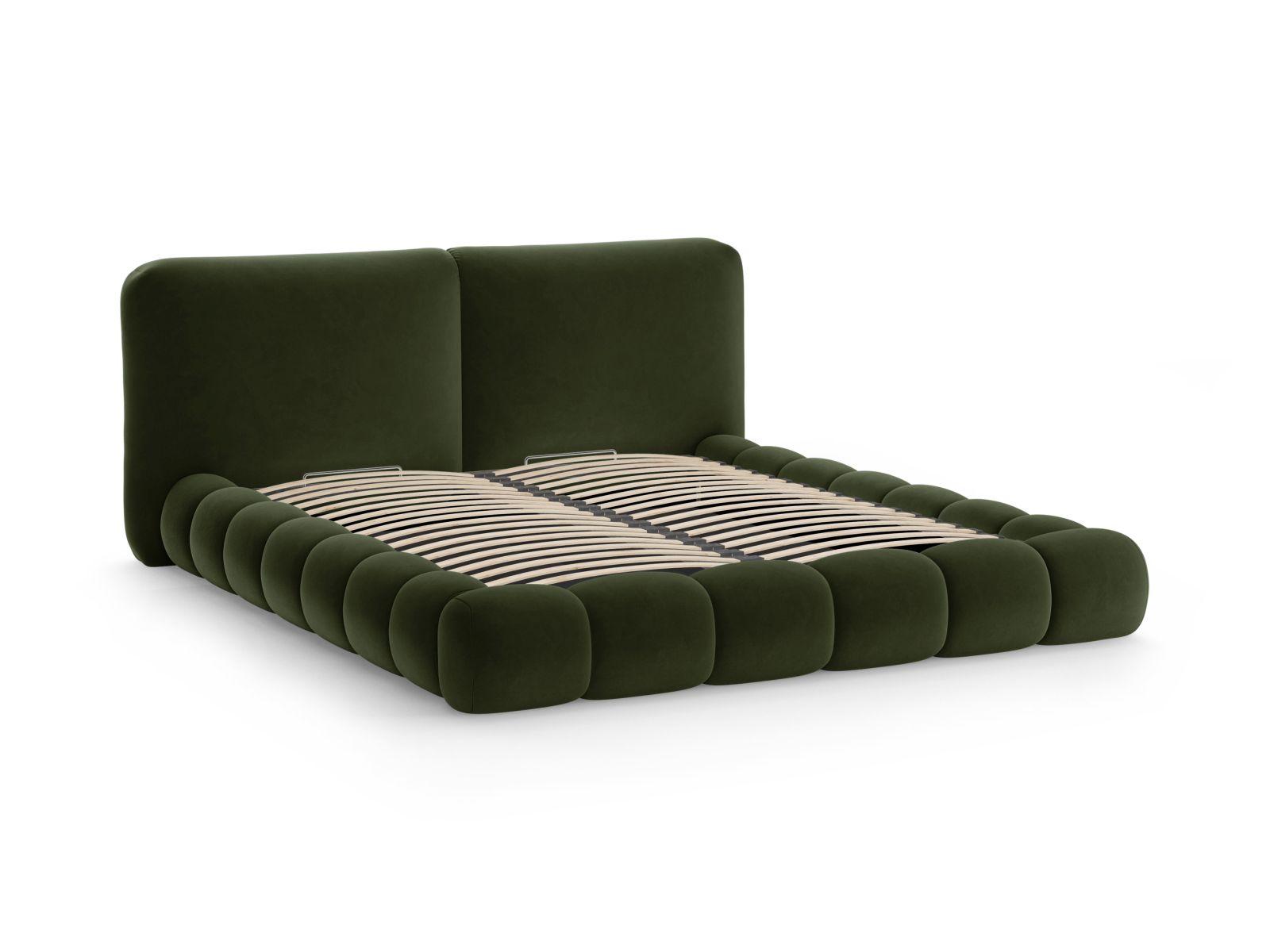 Velvet Storage Bed With Headboard, "Solange", 182x236x90