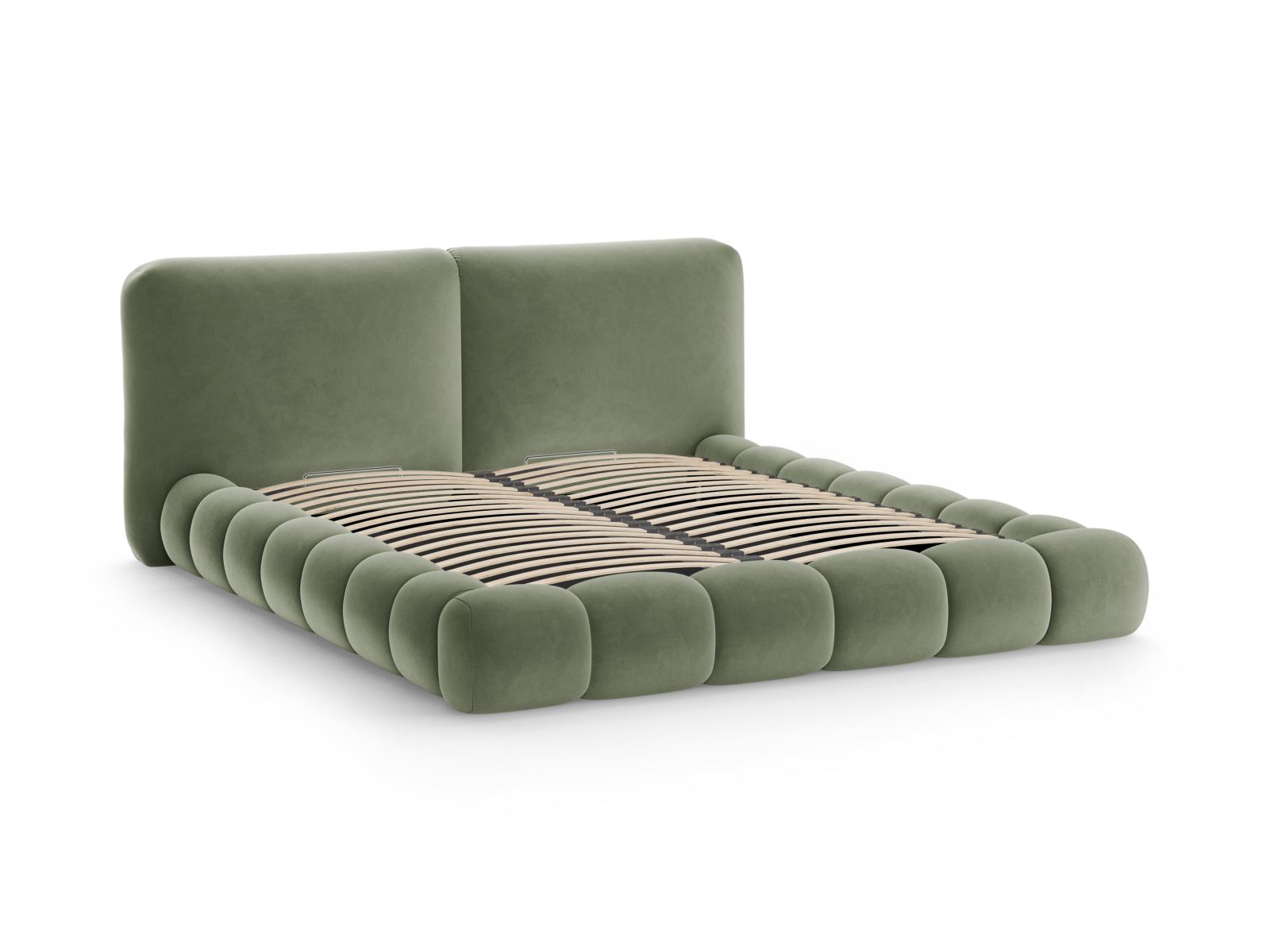Velvet Storage Bed With Headboard, "Solange", 182x236x90