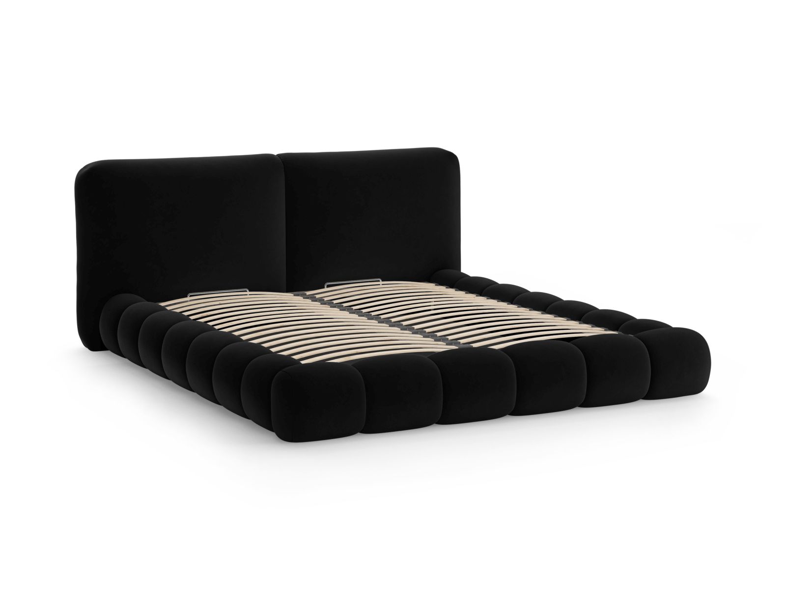 Velvet Storage Bed With Headboard, "Solange", 182x236x90