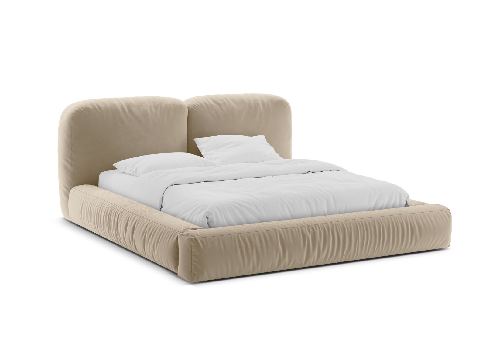Velvet Storage Bed With Headboard, "Martina", 186x246x101