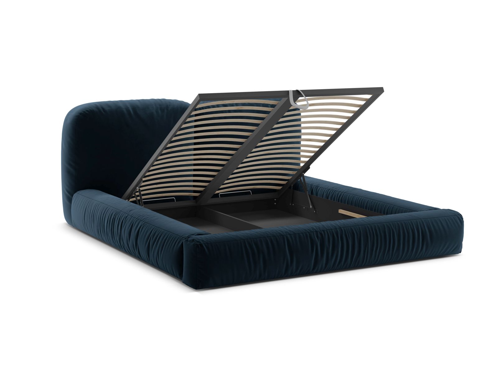 Velvet Storage Bed With Headboard, "Martina", 186x246x101