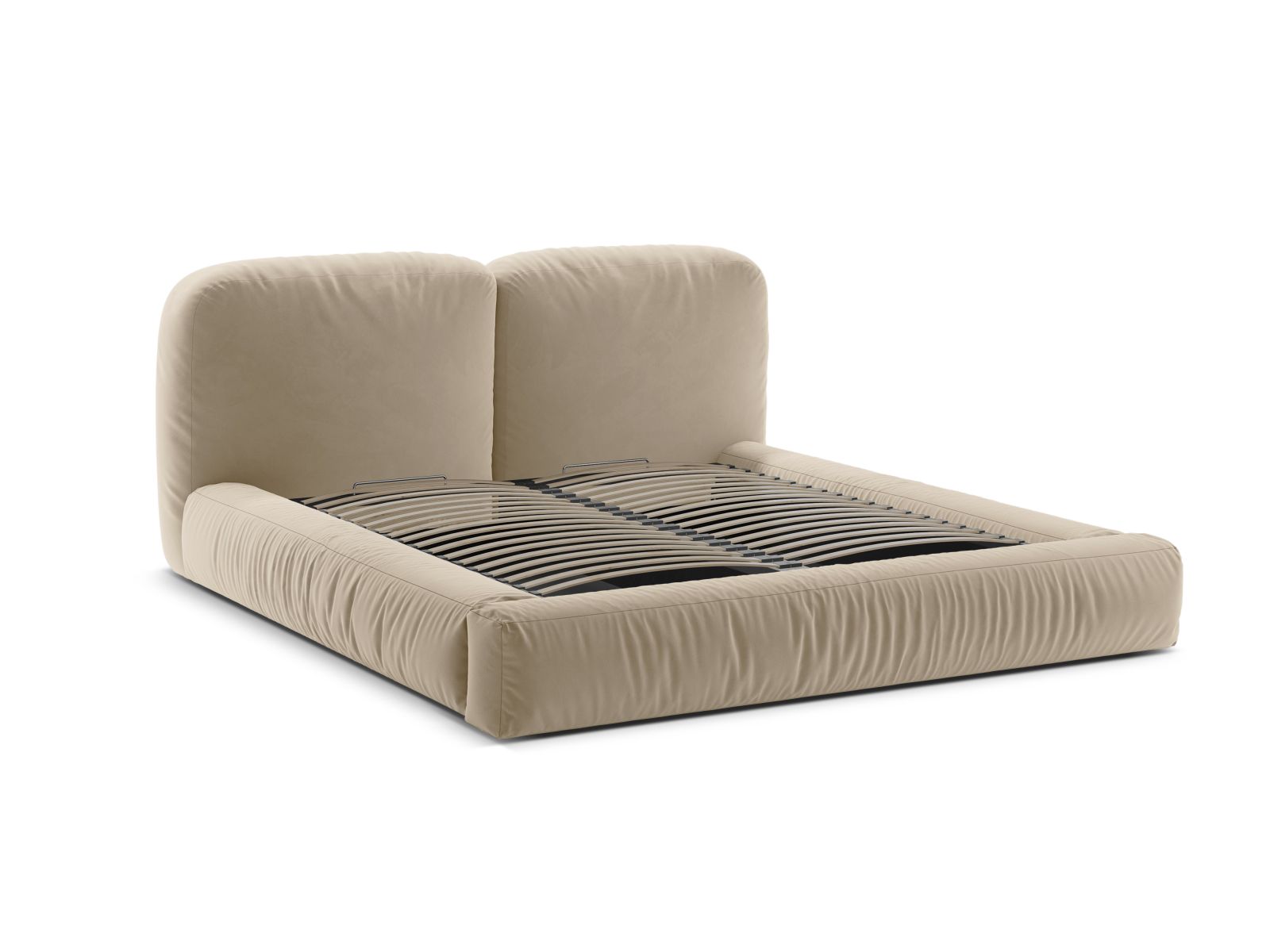 Velvet Storage Bed With Headboard, "Martina", 206x246x101