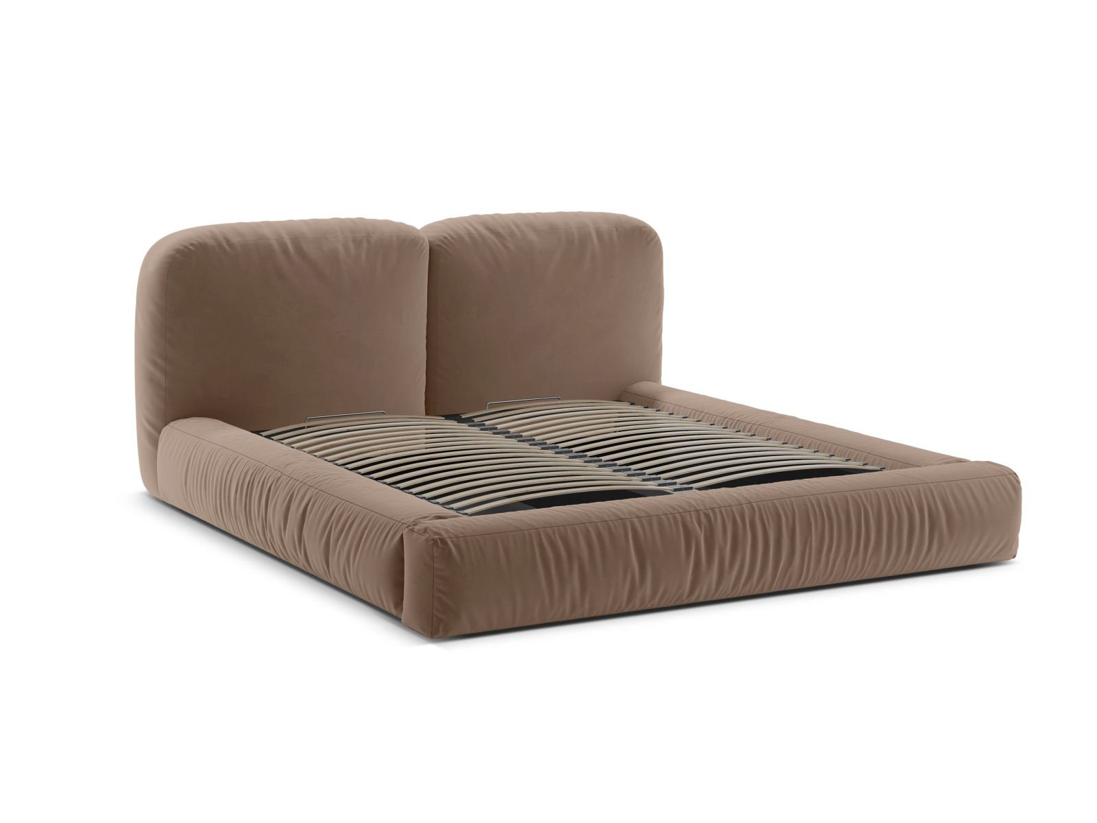 Velvet Storage Bed With Headboard, "Martina", 206x246x101