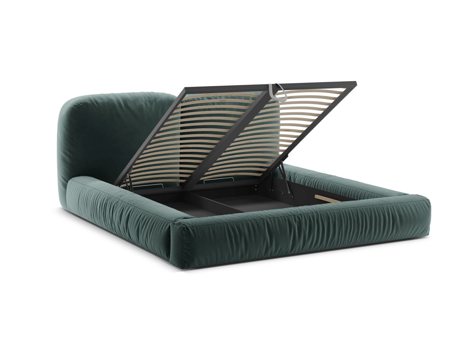 Velvet Storage Bed With Headboard, "Martina", 206x246x101