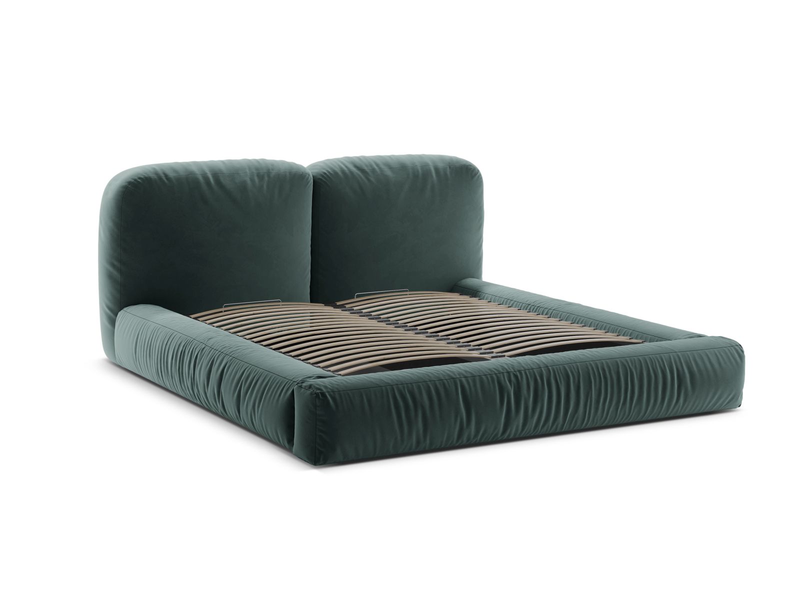 Velvet Storage Bed With Headboard, "Martina", 246x246x101