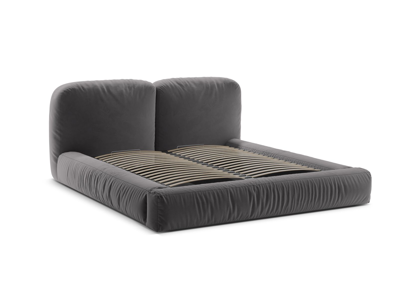 Velvet Storage Bed With Headboard, "Martina", 246x246x101