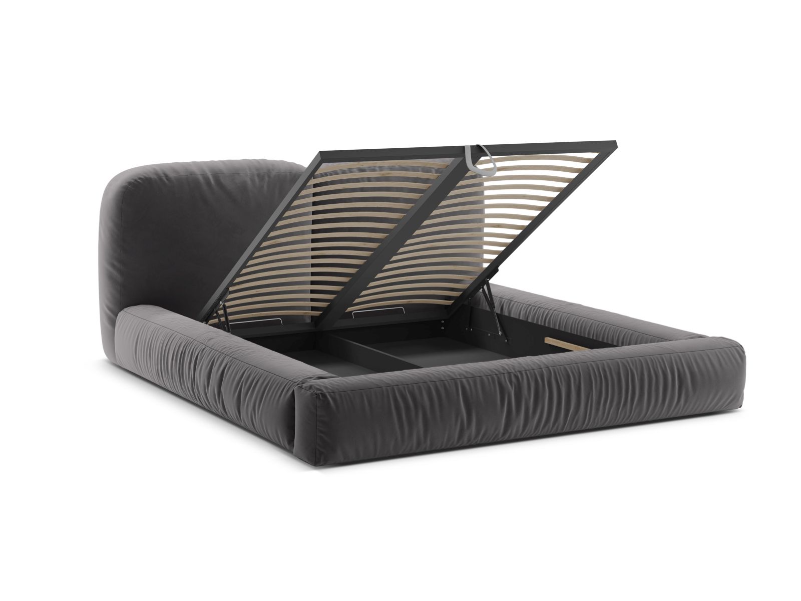 Velvet Storage Bed With Headboard, "Martina", 246x246x101