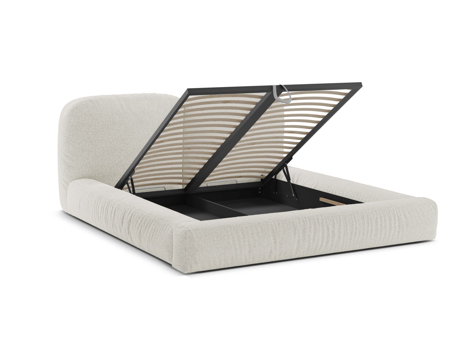 Boucle Storage Bed with Headboard, "Martina", 206x246x101