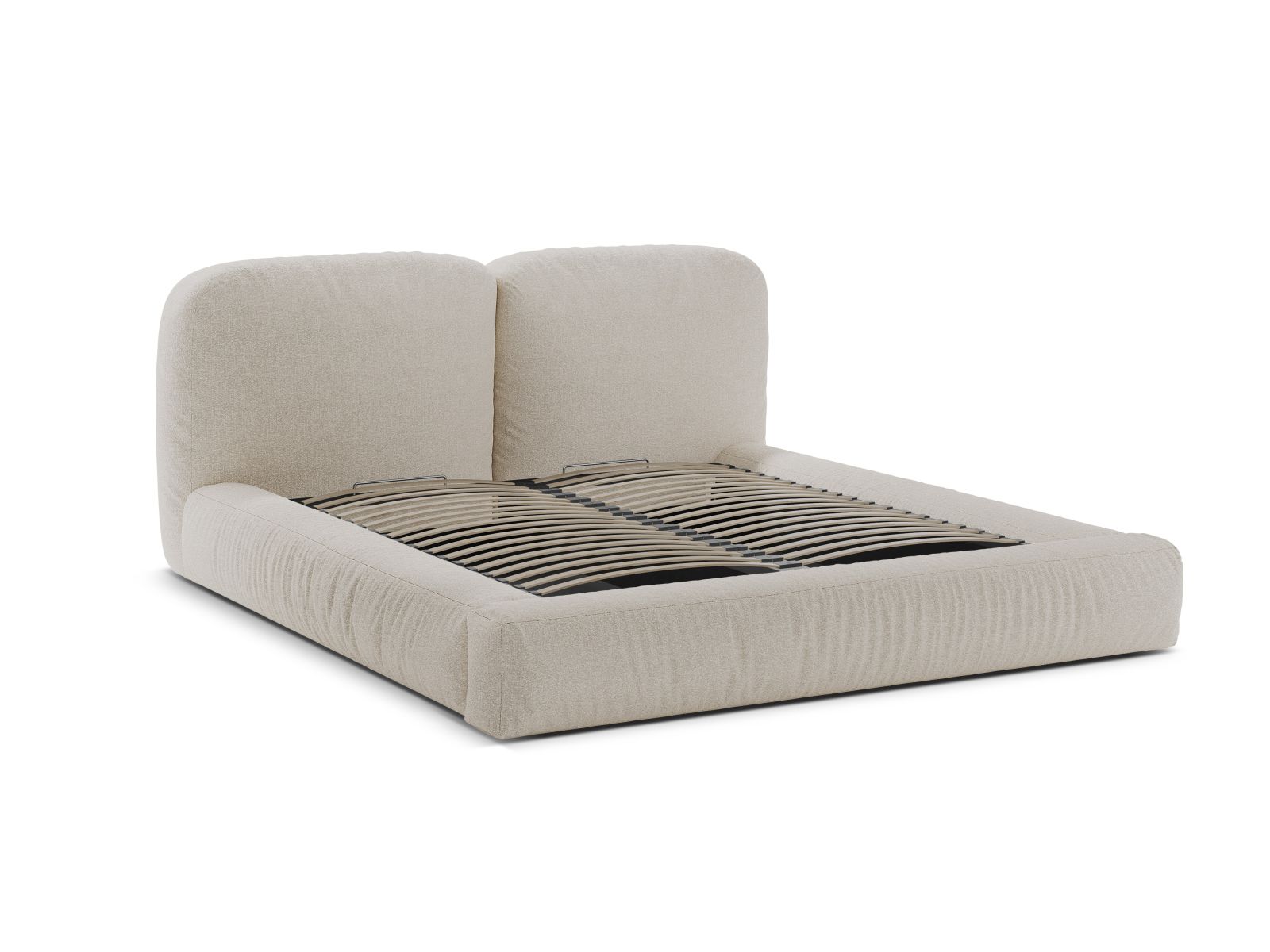 Boucle Storage Bed with Headboard, "Martina", 206x246x101