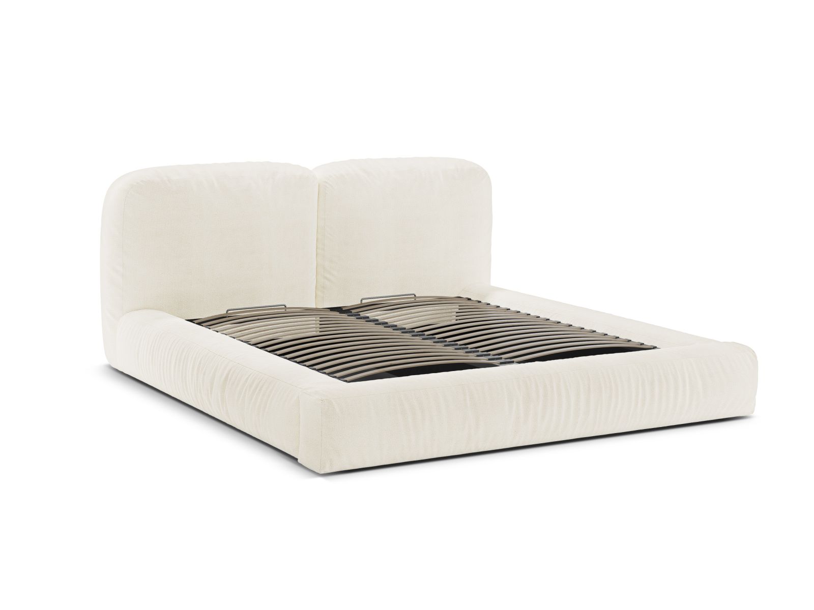 Boucle Storage Bed with Headboard, "Martina", 206x246x101