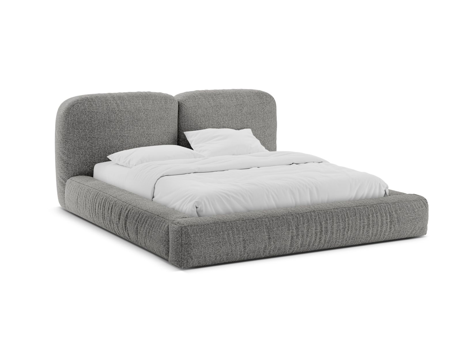 Boucle Storage Bed with Headboard, "Martina", 226x246x101