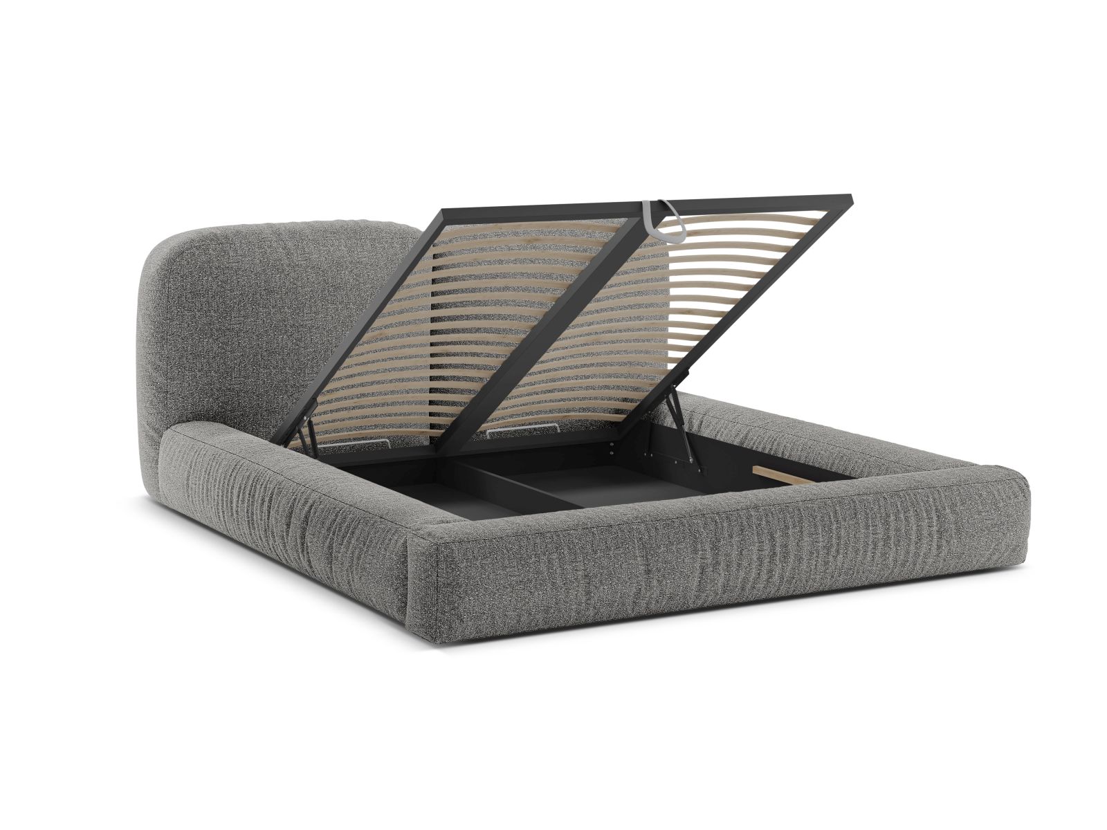 Boucle Storage Bed with Headboard, "Martina", 226x246x101