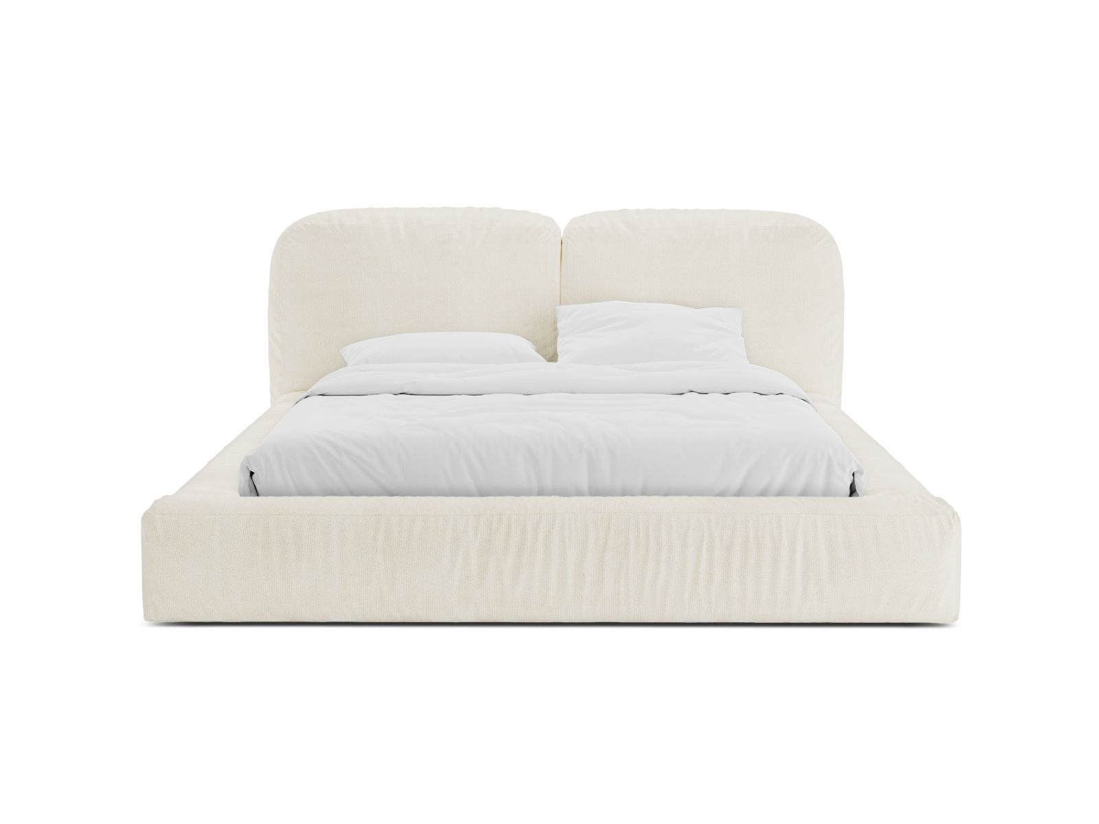 Boucle Storage Bed with Headboard, "Martina", 226x246x101