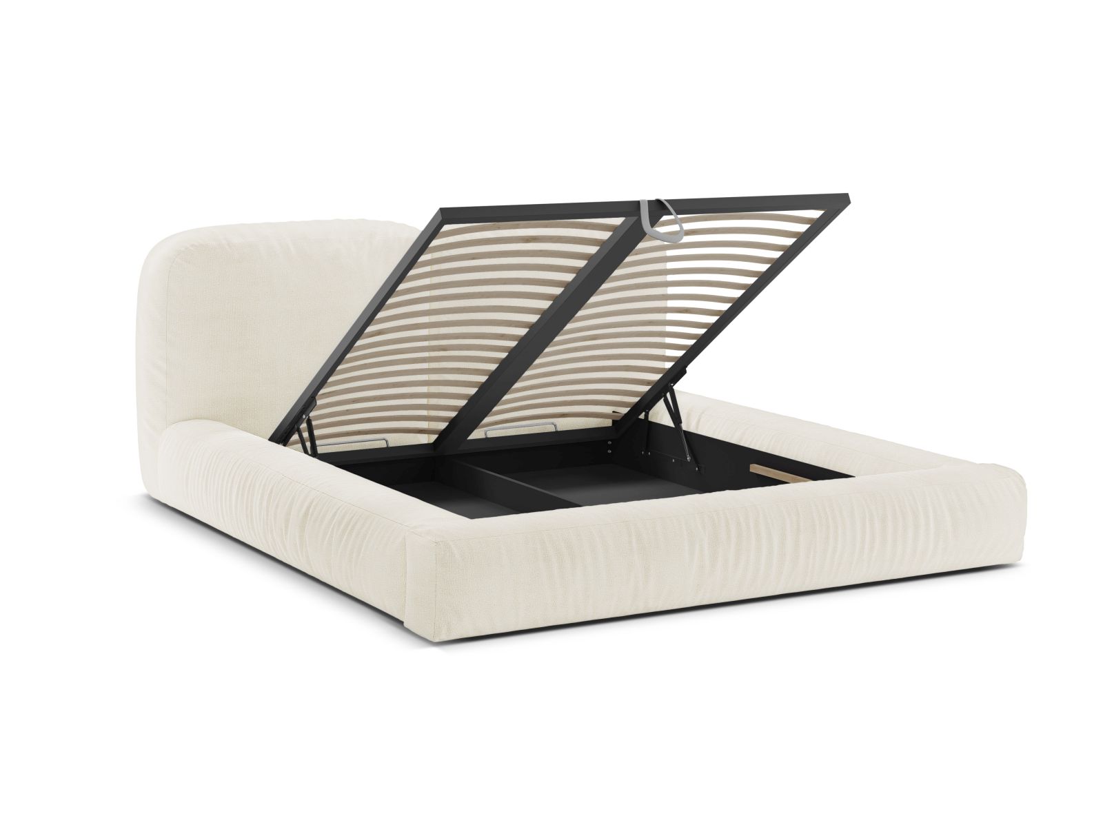 Boucle Storage Bed with Headboard, "Martina", 226x246x101