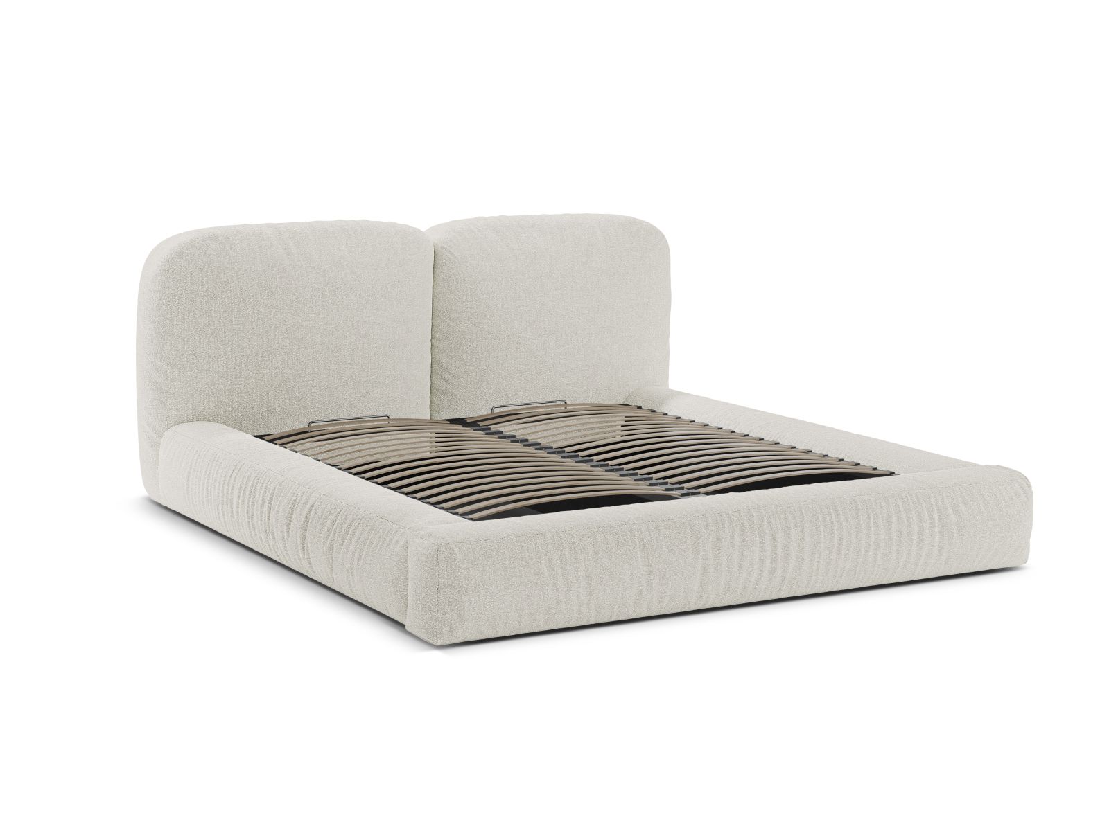 Boucle Storage Bed with Headboard, "Martina", 246x246x101