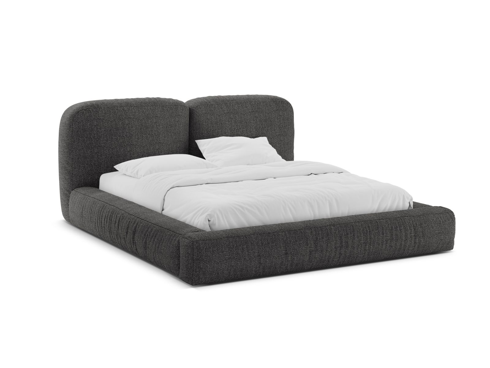 Boucle Storage Bed with Headboard, "Martina", 246x246x101