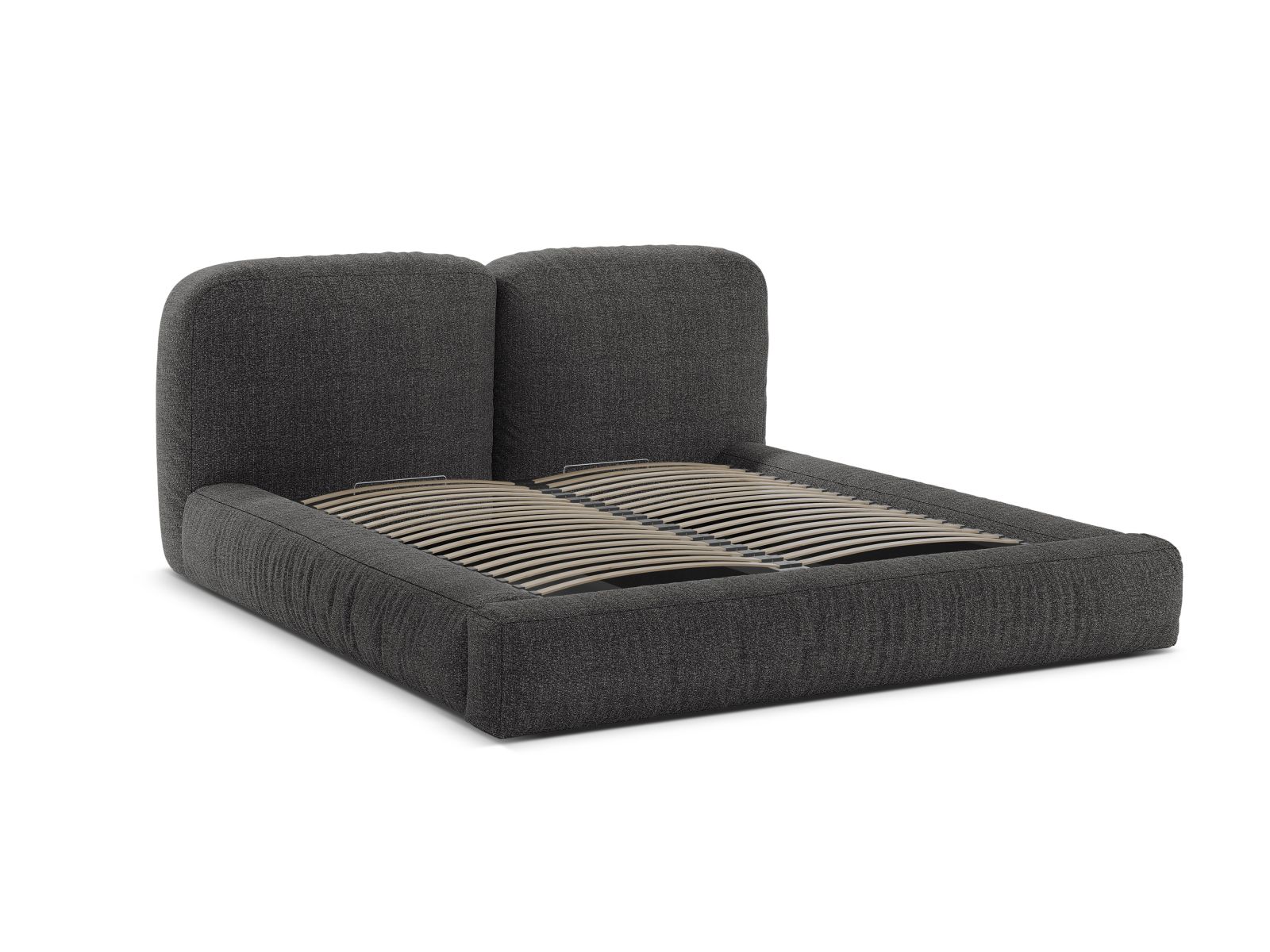 Boucle Storage Bed with Headboard, "Martina", 246x246x101