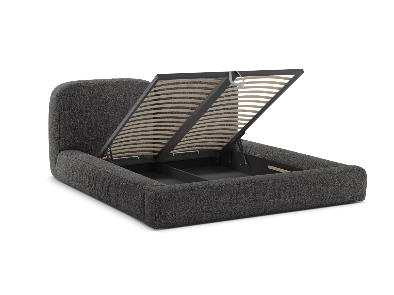 Boucle Storage Bed with Headboard, "Martina", 246x246x101