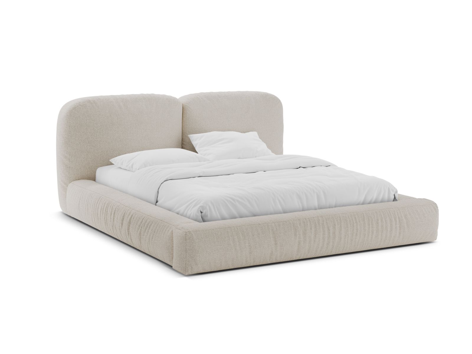 Boucle Storage Bed with Headboard, "Martina", 246x246x101